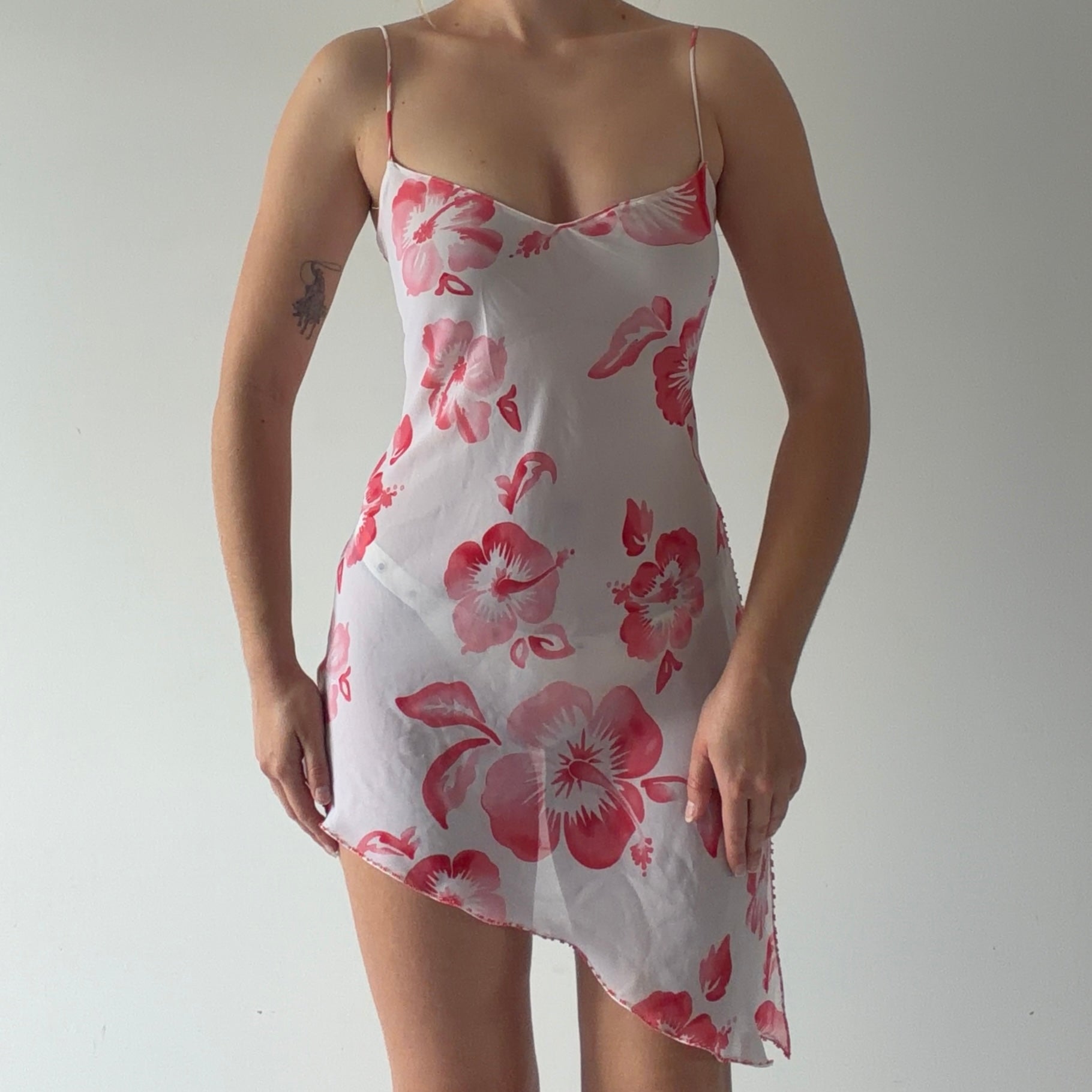 Floral Asymmetric Slip Dress | M