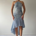 Sequin Halter Ruffle Dress | XS
