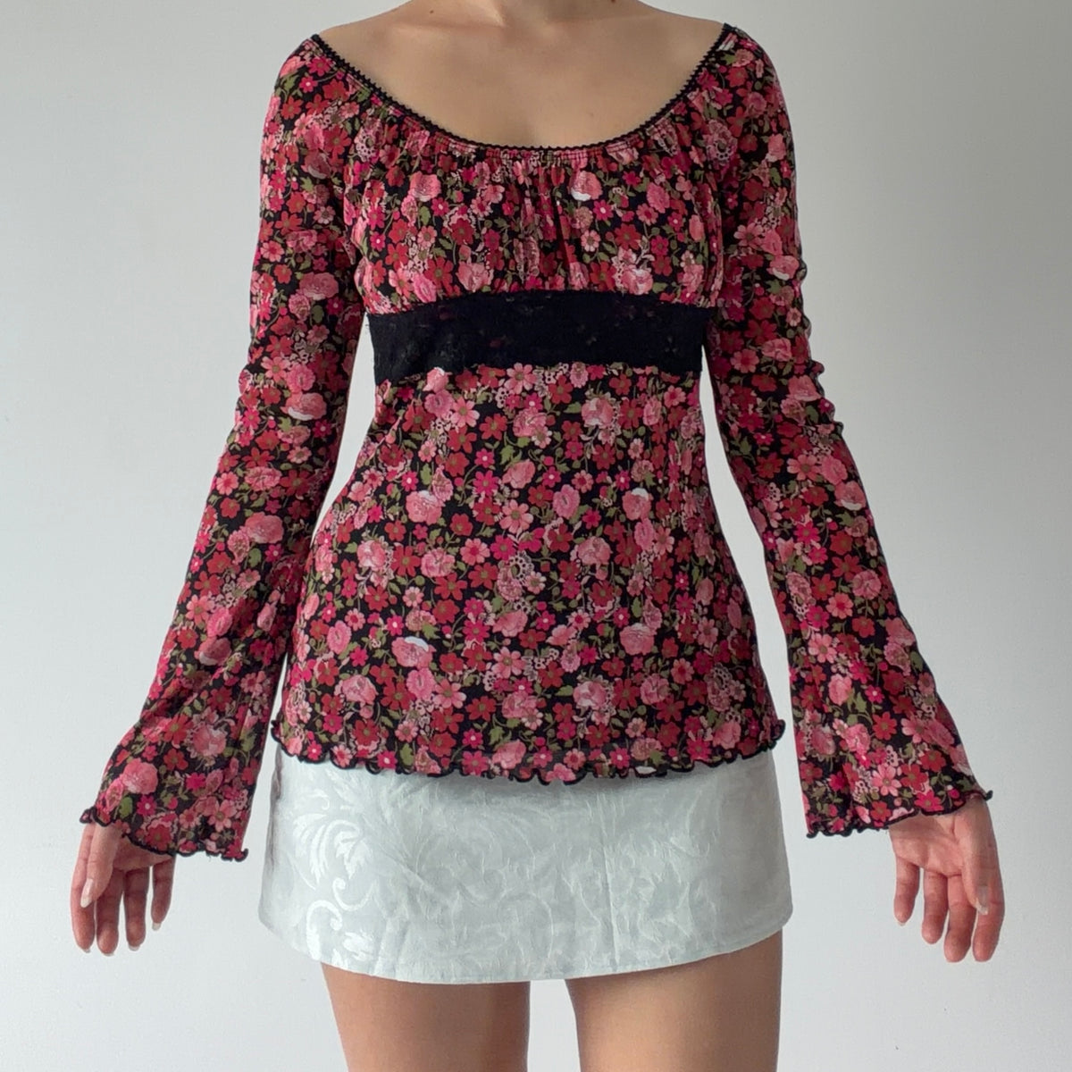 Self Esteem Floral Bell Sleeve Top | XS-S