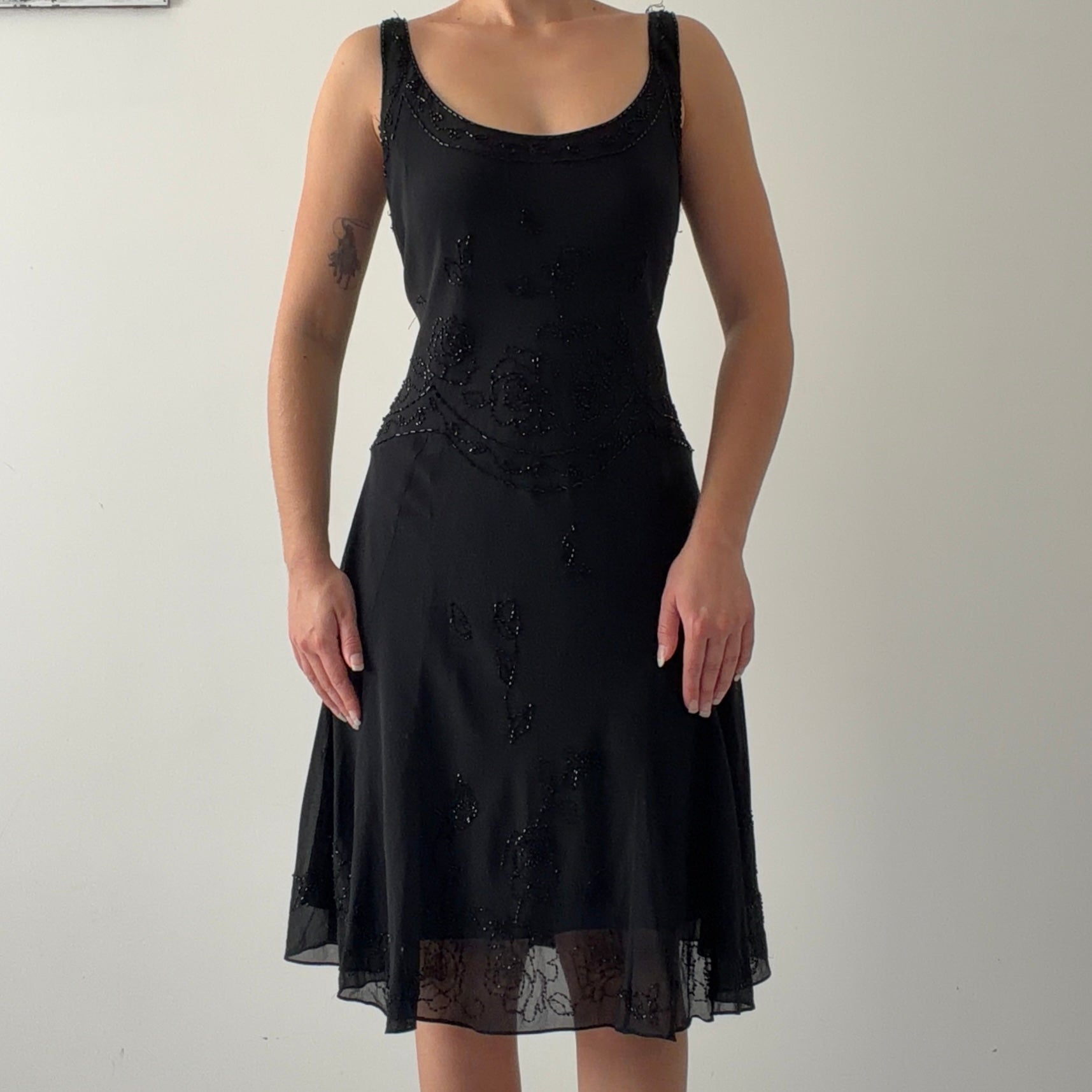 Jones New York Beaded Silk Midi Dress | L
