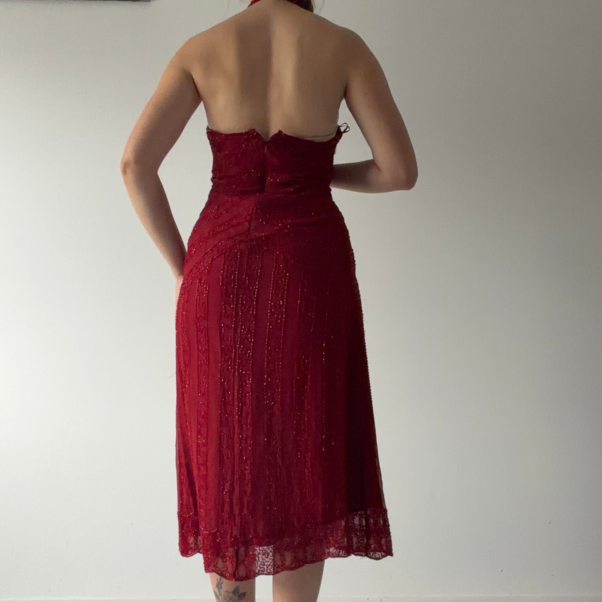 Massimo Dutto Silk Beaded Dress | S