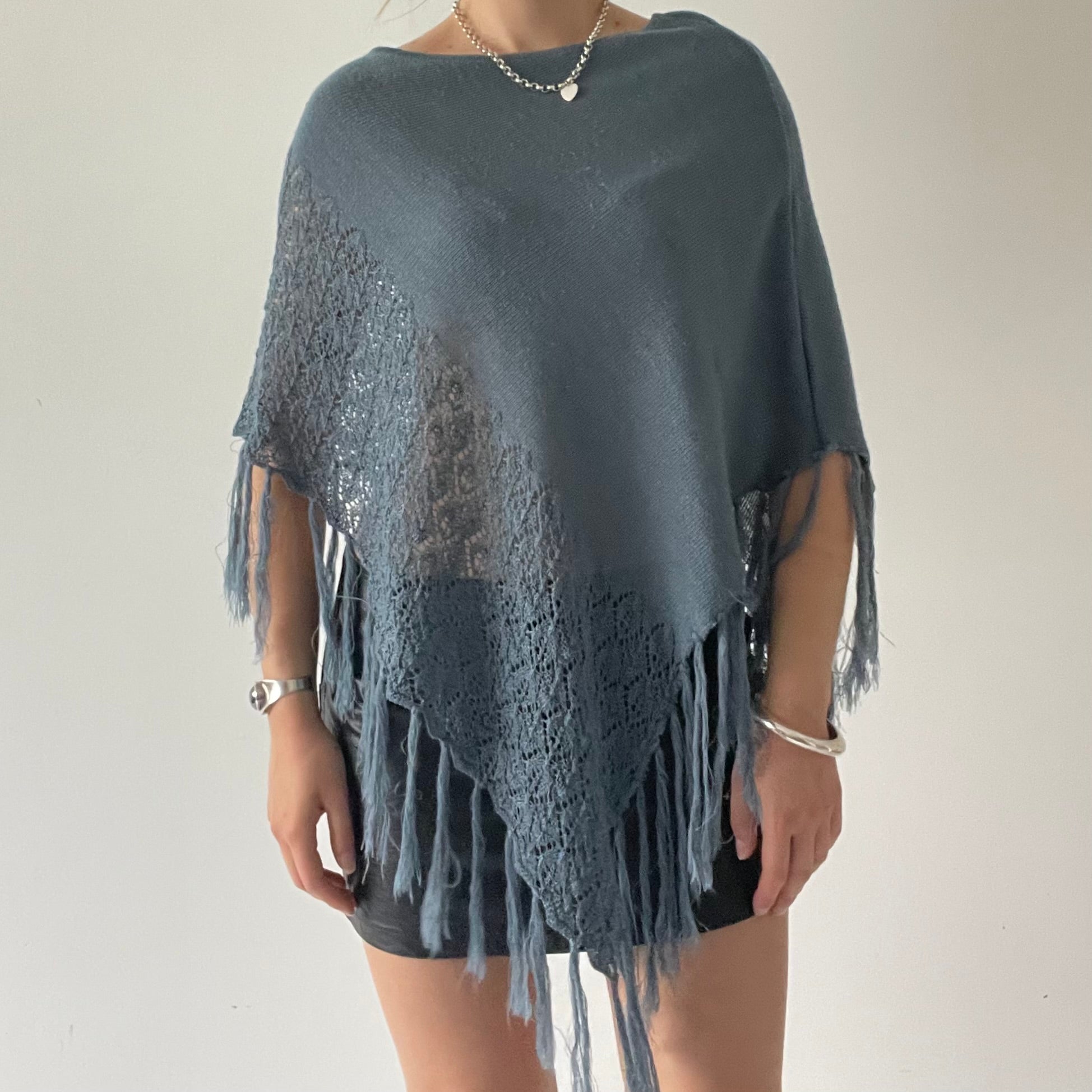 Crochet Knit Poncho | OS