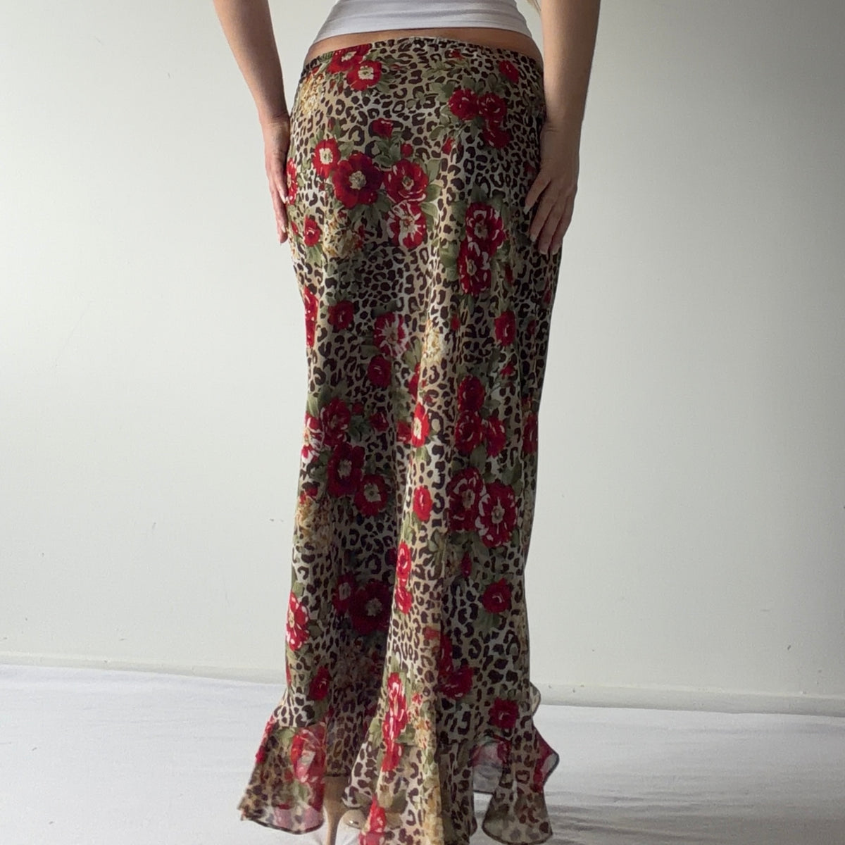 Floral Leopard Maxi Skirt | S-M