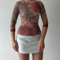 Clio 3/4 Sleeve Mesh Top | M