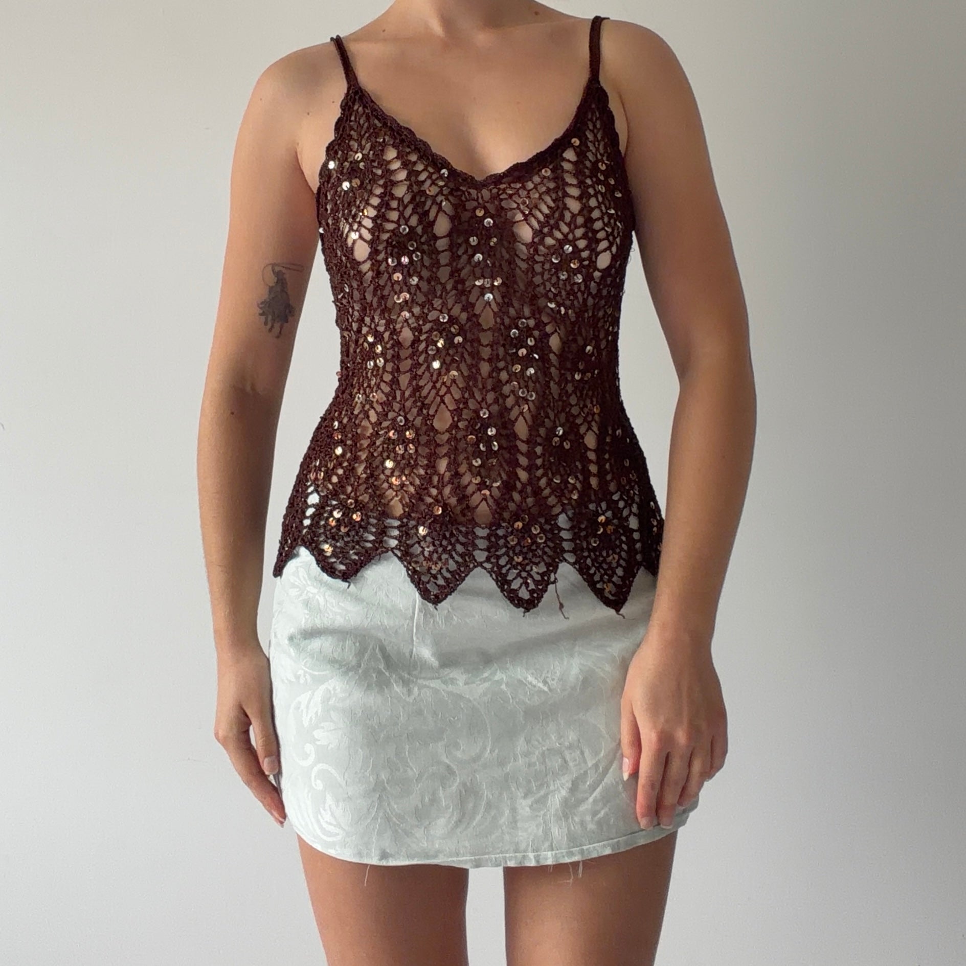 00s Sequinned Crochet Top | 8-10