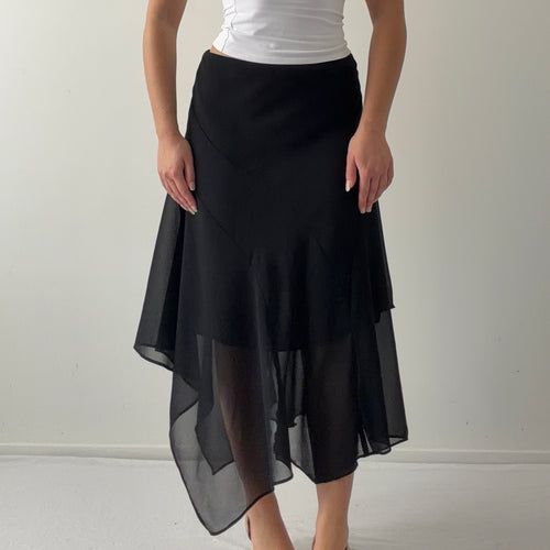 Dressbarn Asymmetric Midi Skirt | Made in USA | 6-8