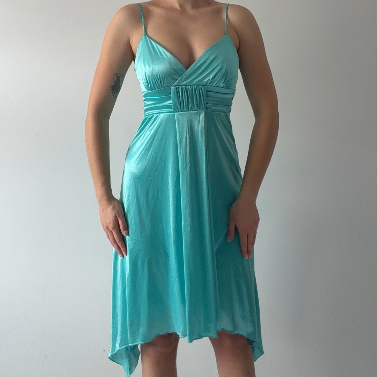 City Triangles Aqua Asymmetric Midi Dress | XS