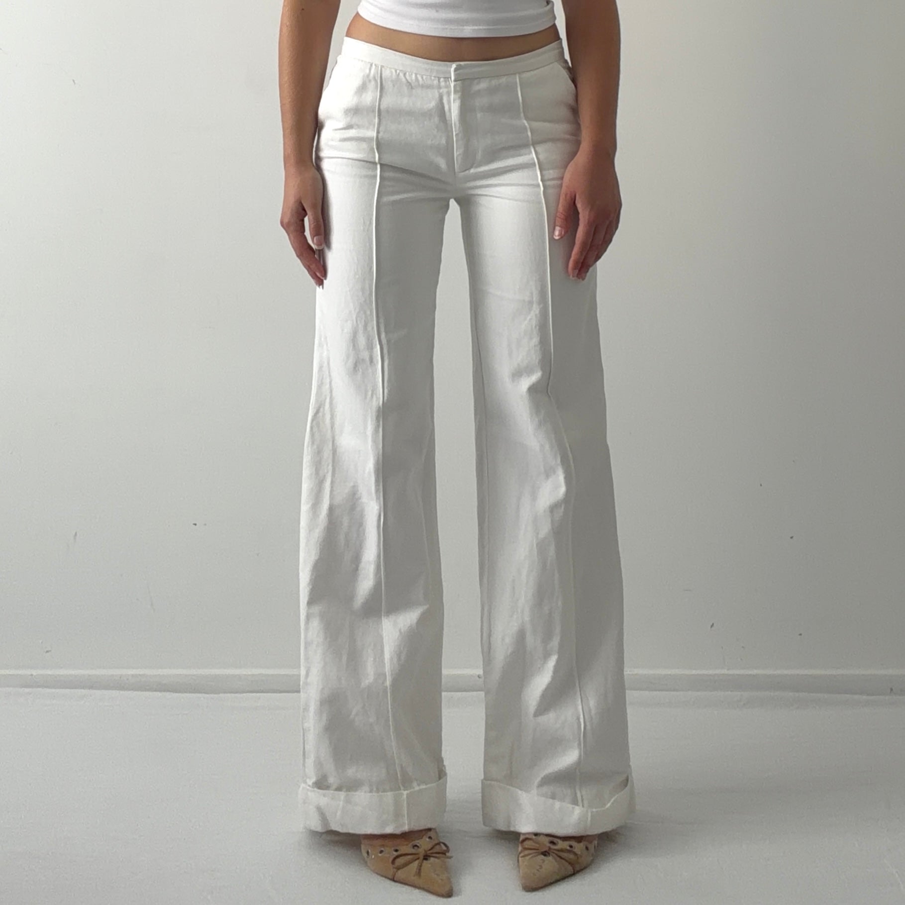 Reiss Linen/Cotton Wide Leg Pants | 8-10