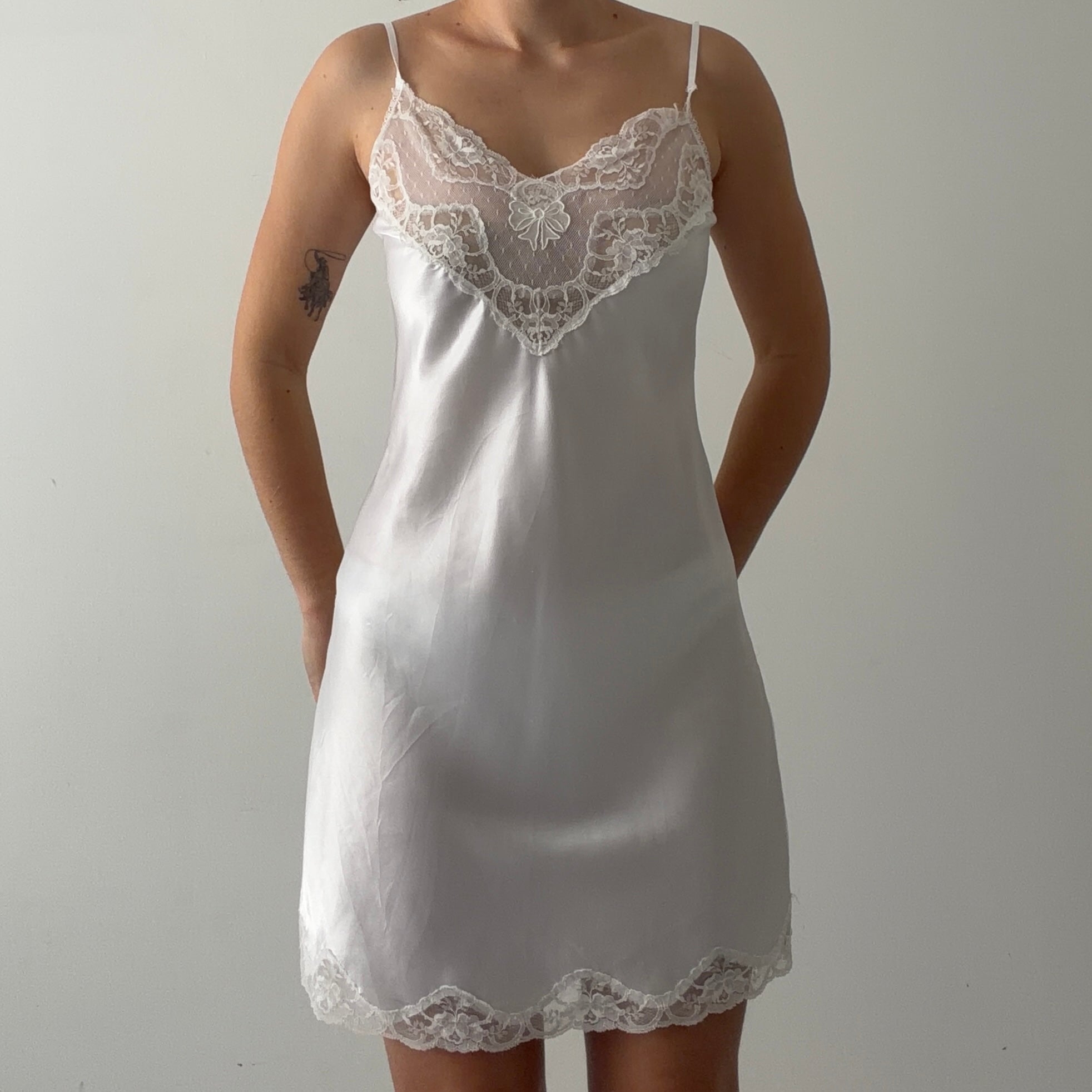 Barbizon Lace Satin Slip Dress | M