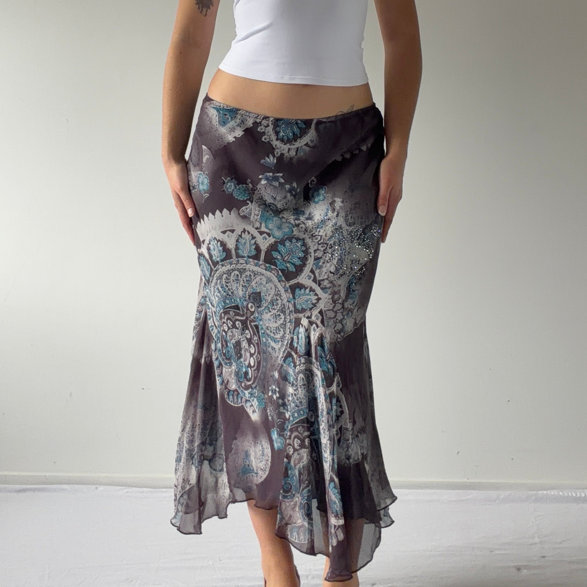 Marta Palmieri Silk Beaded Skirt | Made in Italy | S