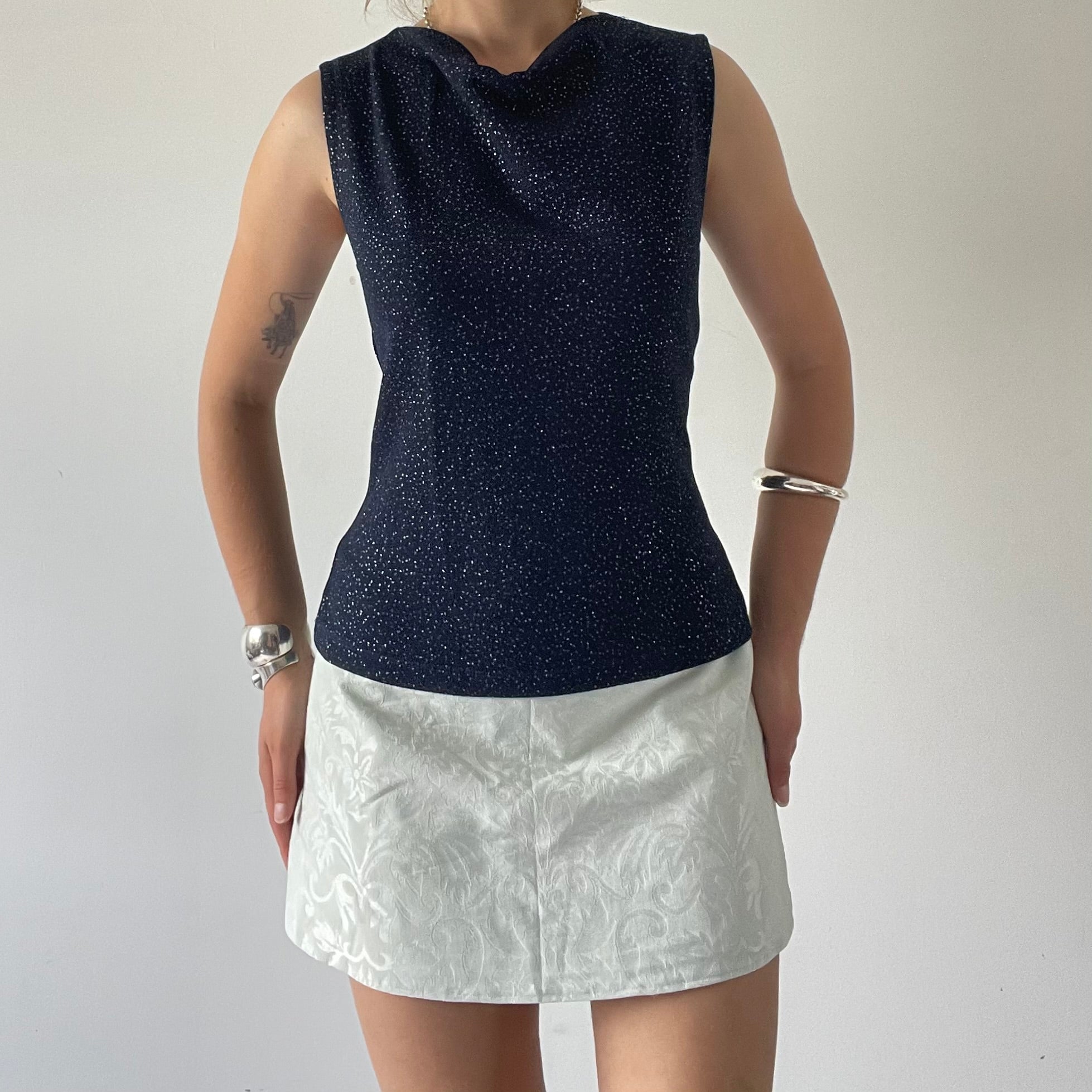 Stax Glitter Cowl Neck Tank | 10-12