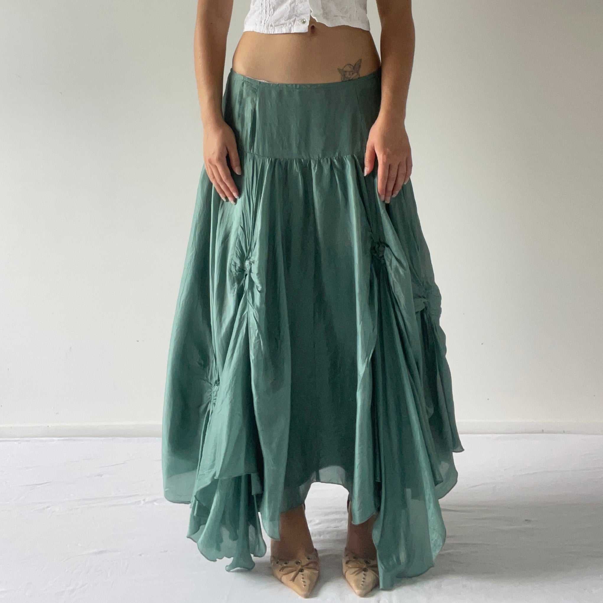 Silk Ruched Midi Skirt | 8-12
