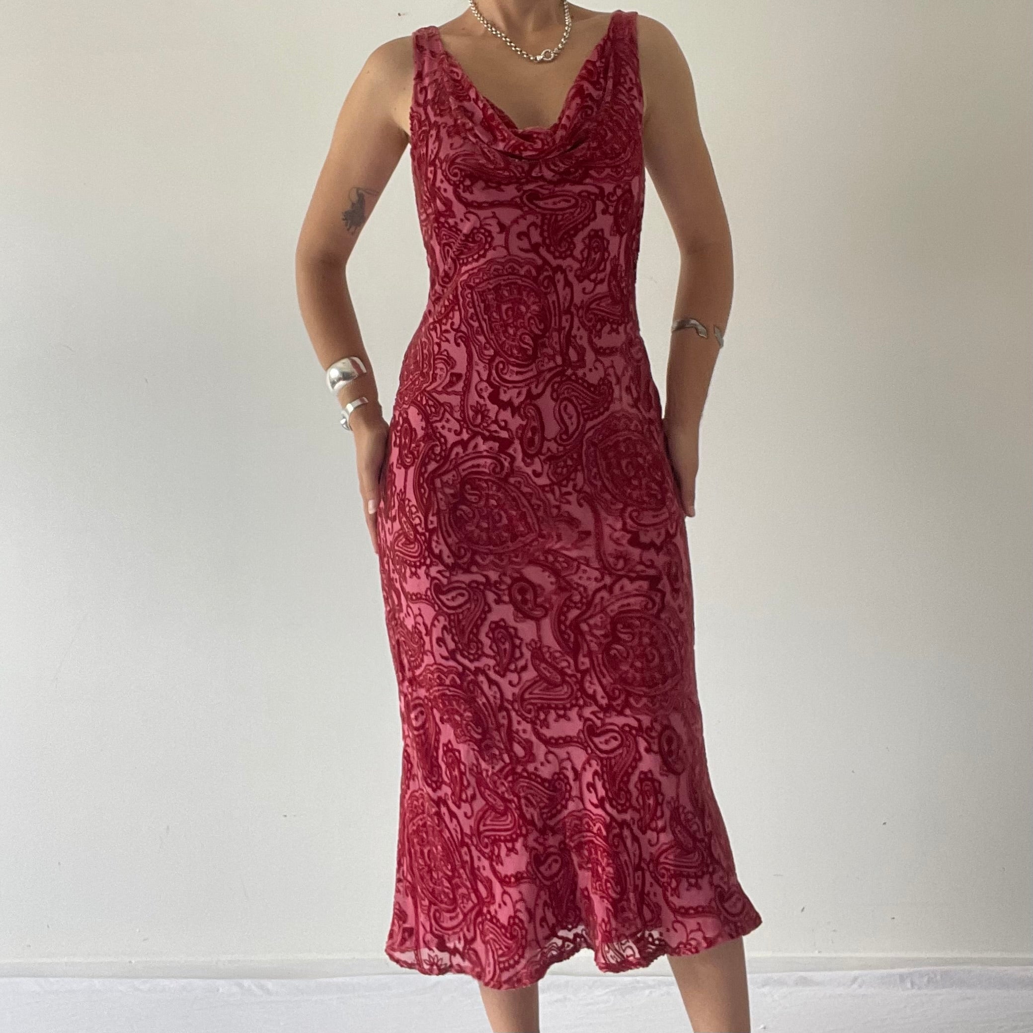 Monsoon Silk Cowl Midi Dress | 8-10