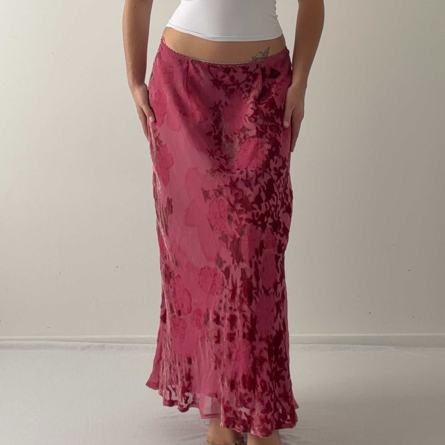 Monsoon Bias Cut Velvet Burnout Skirt | XL