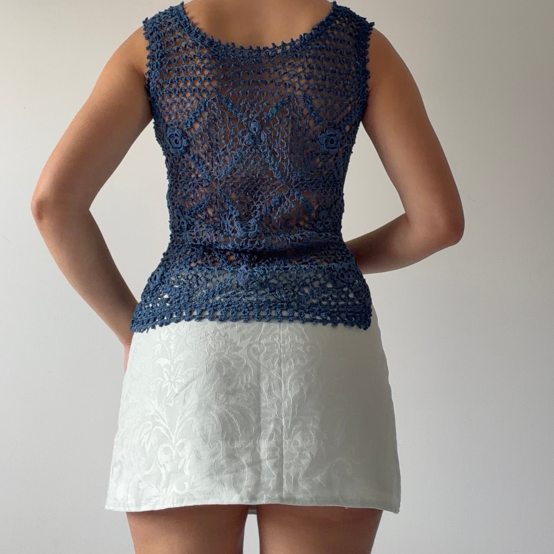 00s Blue Crochet Cami | 8-10