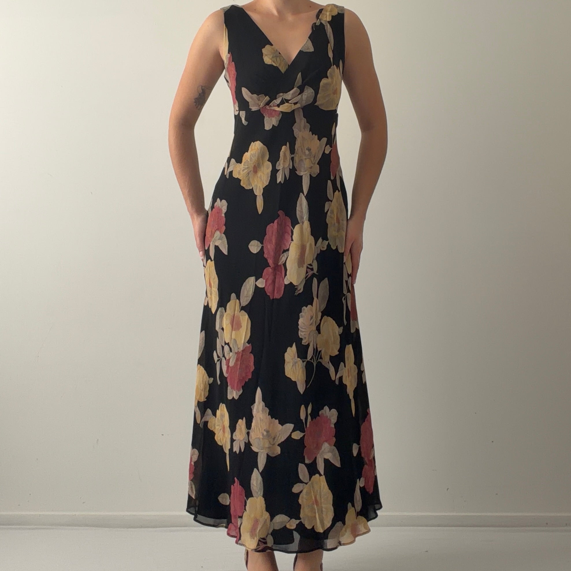 Donna Ricco Floral Midi Dress | Made in USA | 10-12