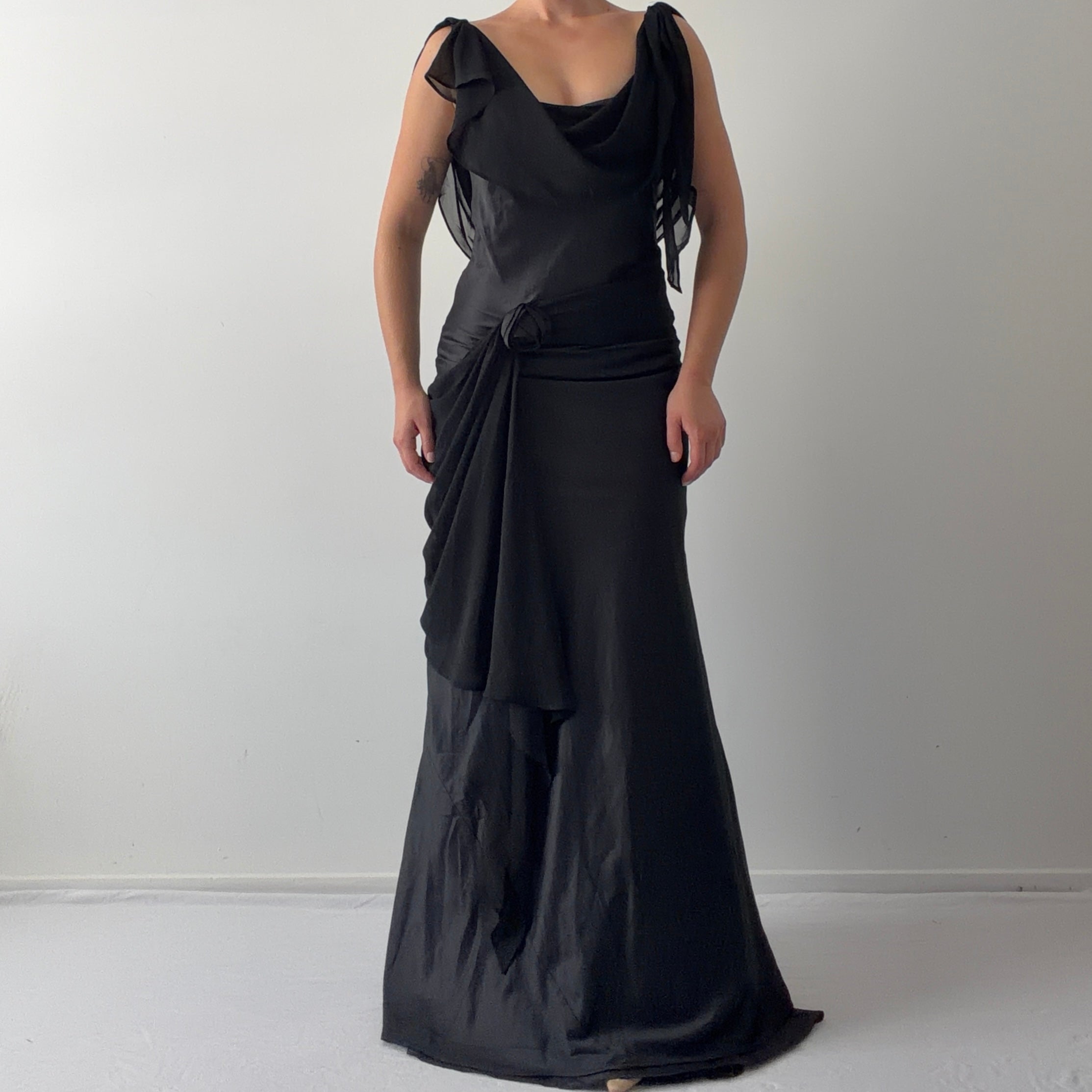 Rare Pierre Cardin Cascading Rosette Gown | 12-14