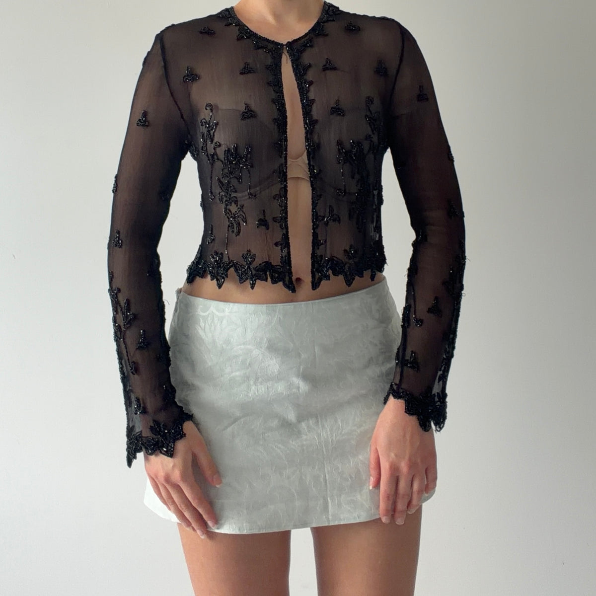 JMD New York Beaded Silk Top | L