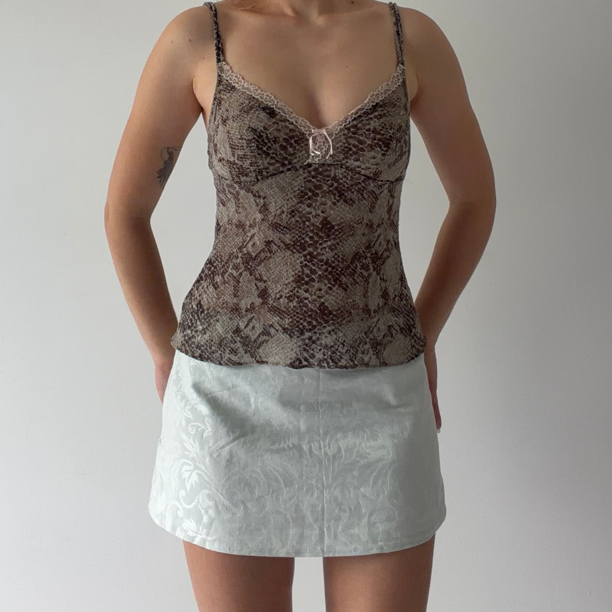 Snake Print Mesh Cami | XS