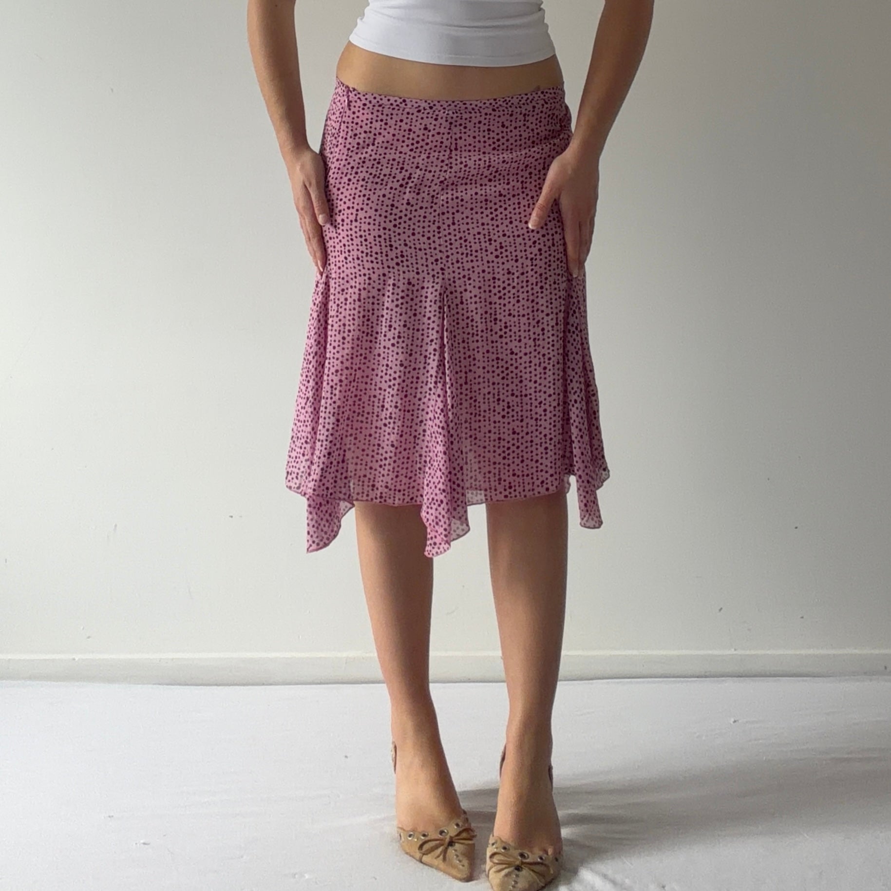 Le Group Woman Silk Polka Dot Midi Skirt | S