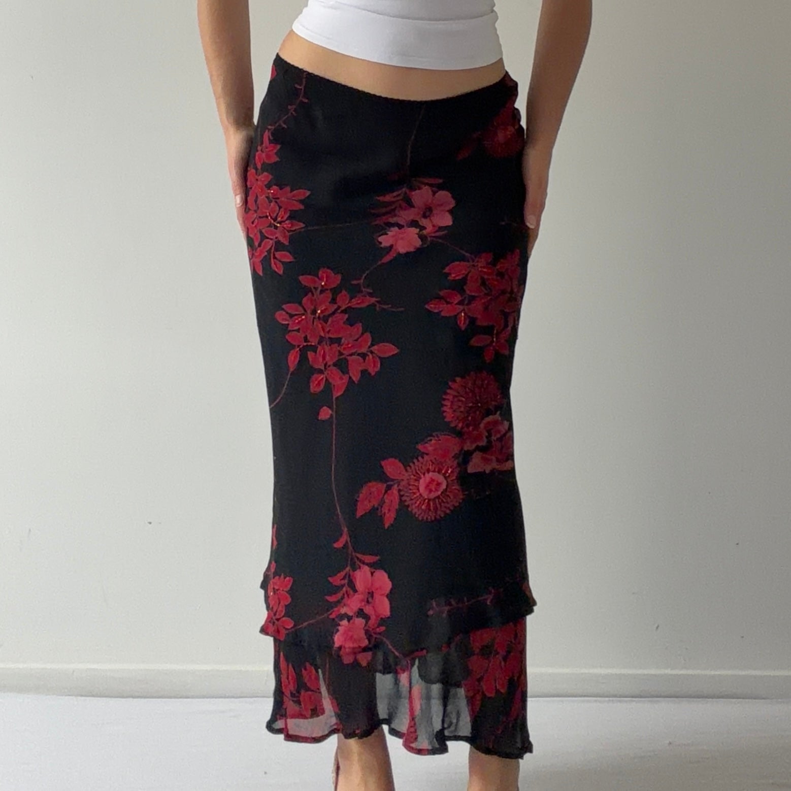 JM Collection Beaded Maxi Skirt | 12-14