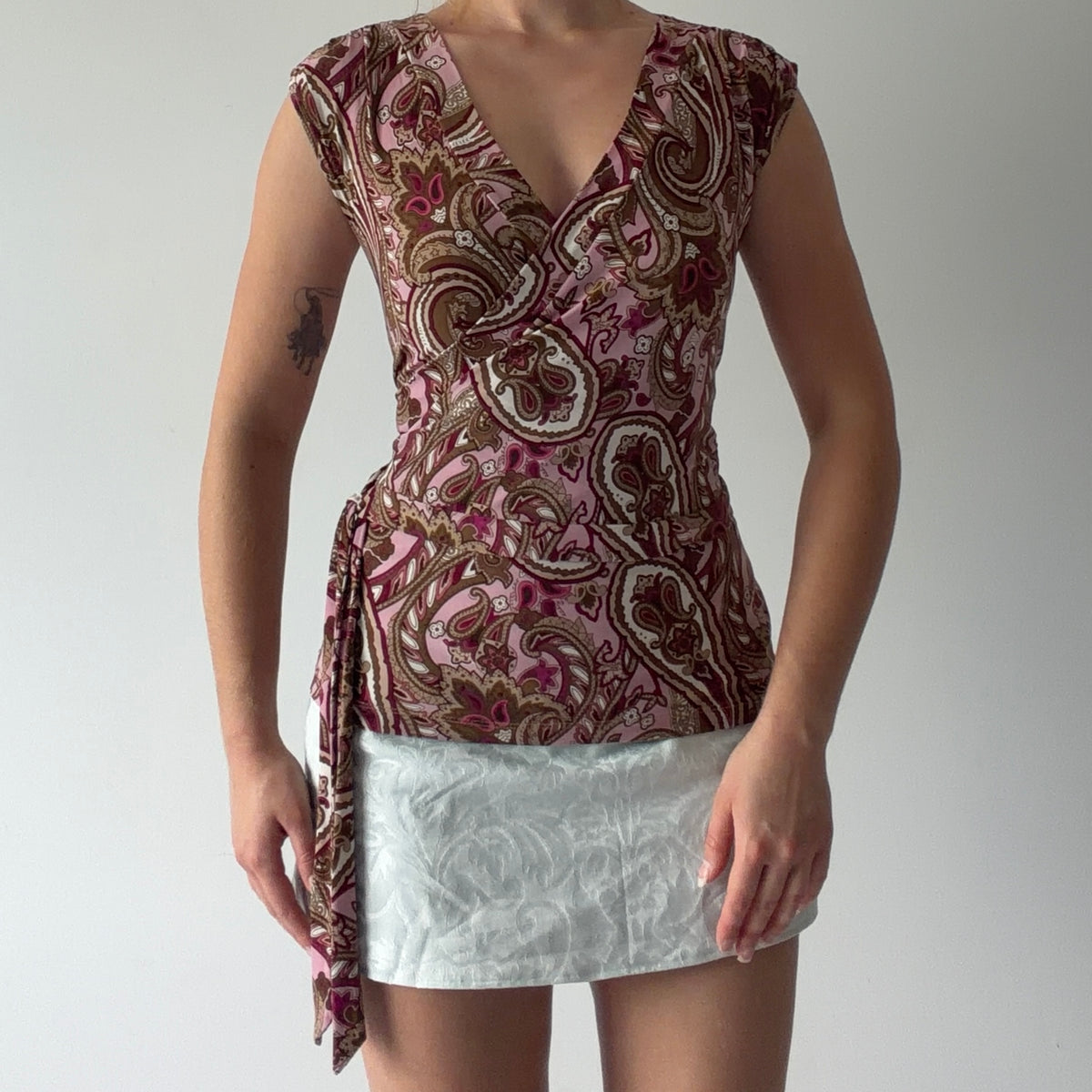 Jessica Paisley Wrap Top | M