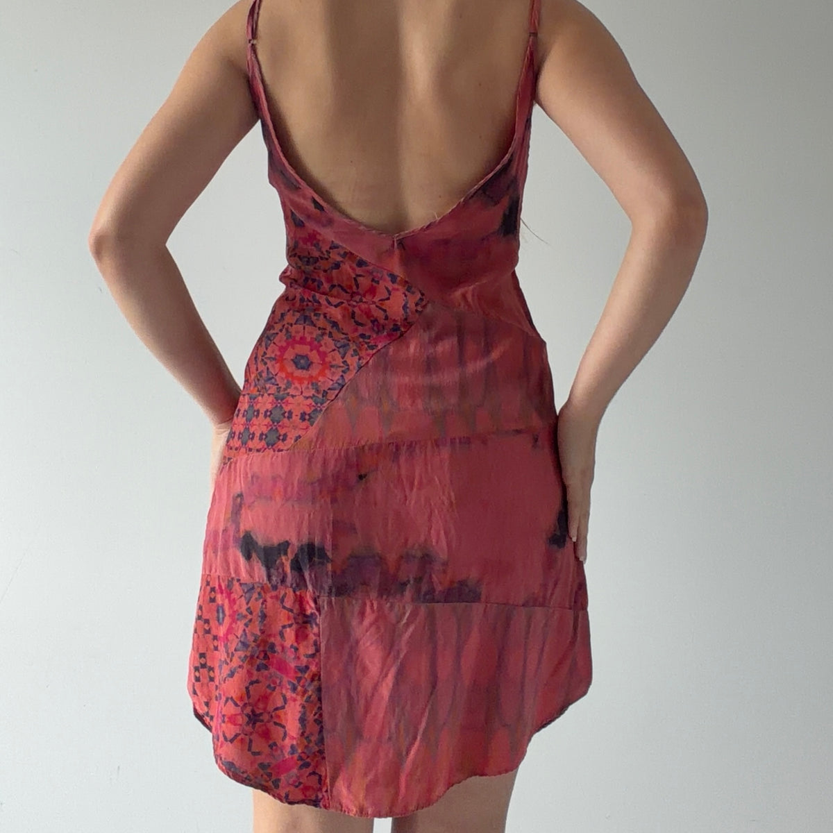 Patchwork Silk Slip Dress | Made in USA | M