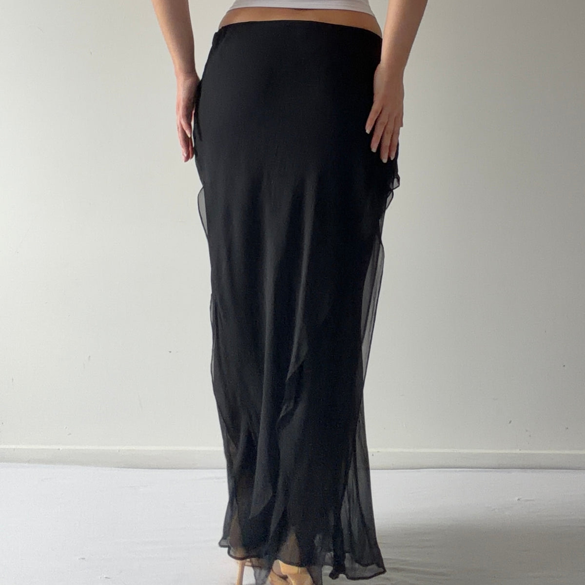 Cattina Silk Asymmetric Maxi Skirt | 6-8