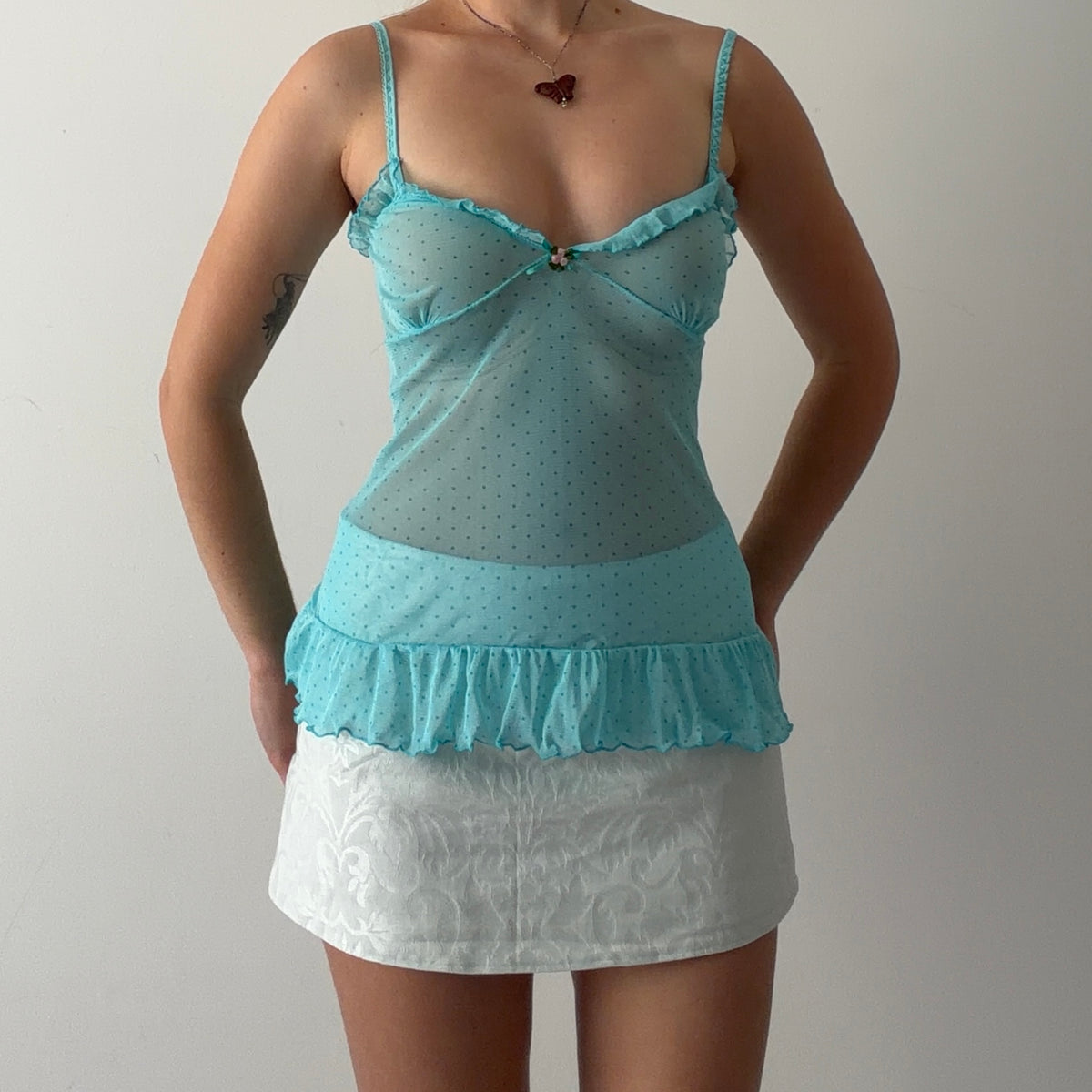 Rampage Mesh Babydoll Cami | S