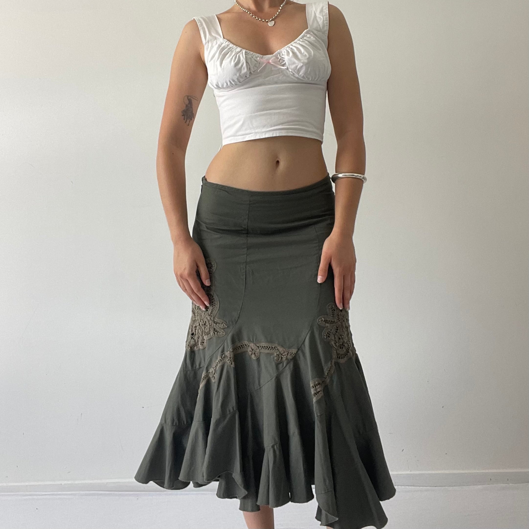 Embroidered Midi Ruffle Skirt | 6-10