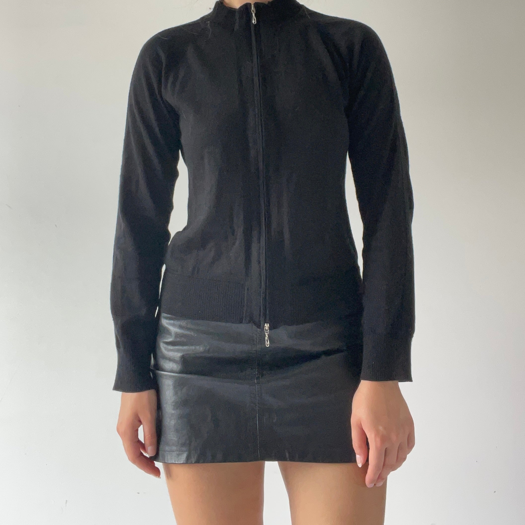 Wool Double Zip Knit Sweater | S