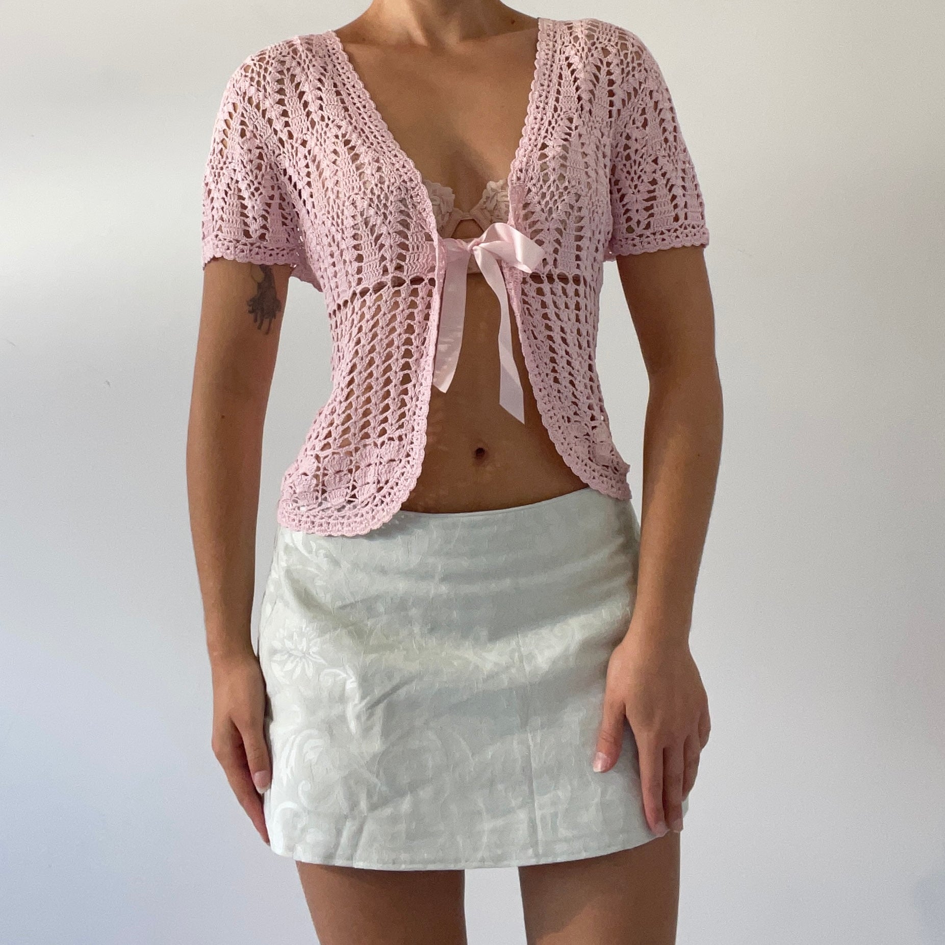 Crochet Tie Cardi Top | S-M