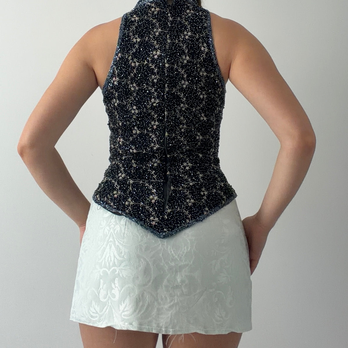 Papéll Boutique Silk Beaded Top | S
