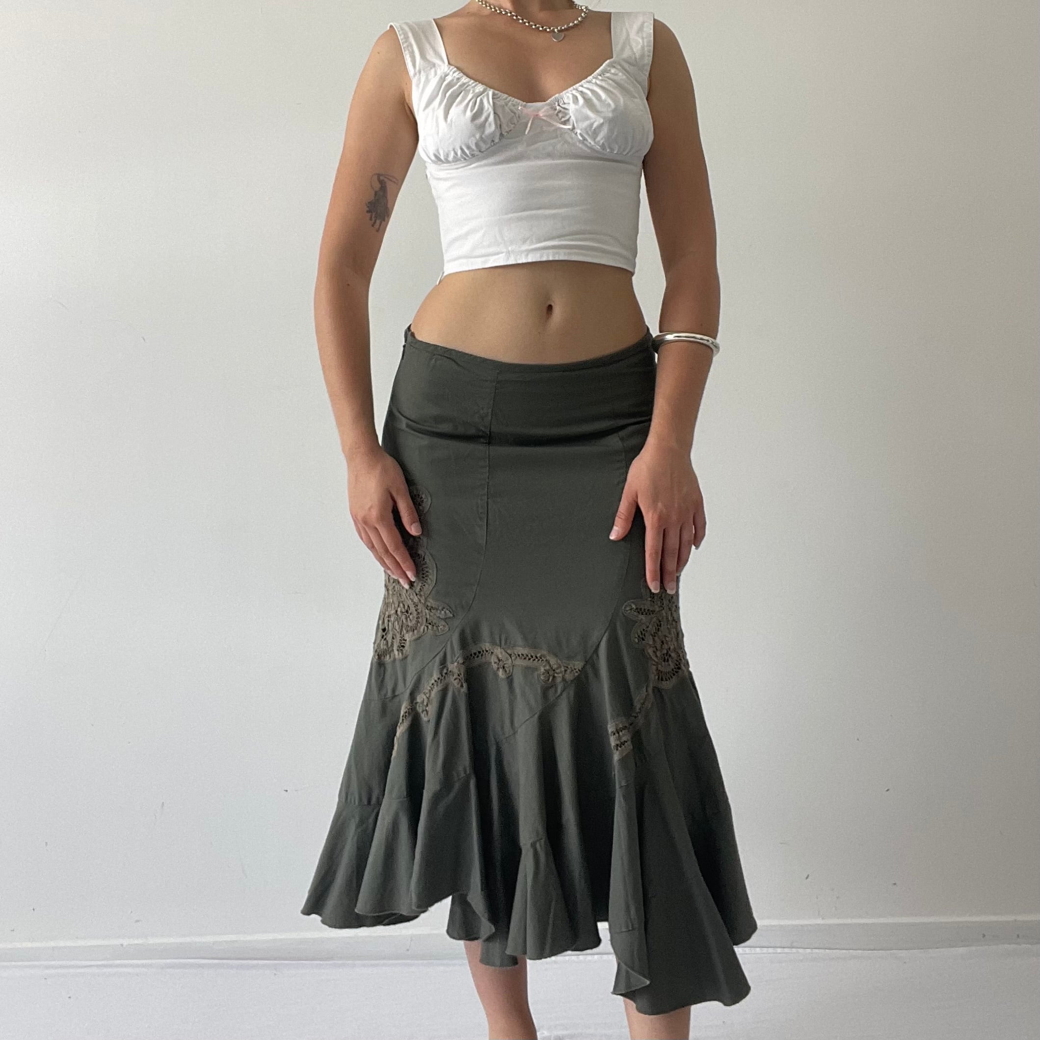 Embroidered Midi Ruffle Skirt | 6-10