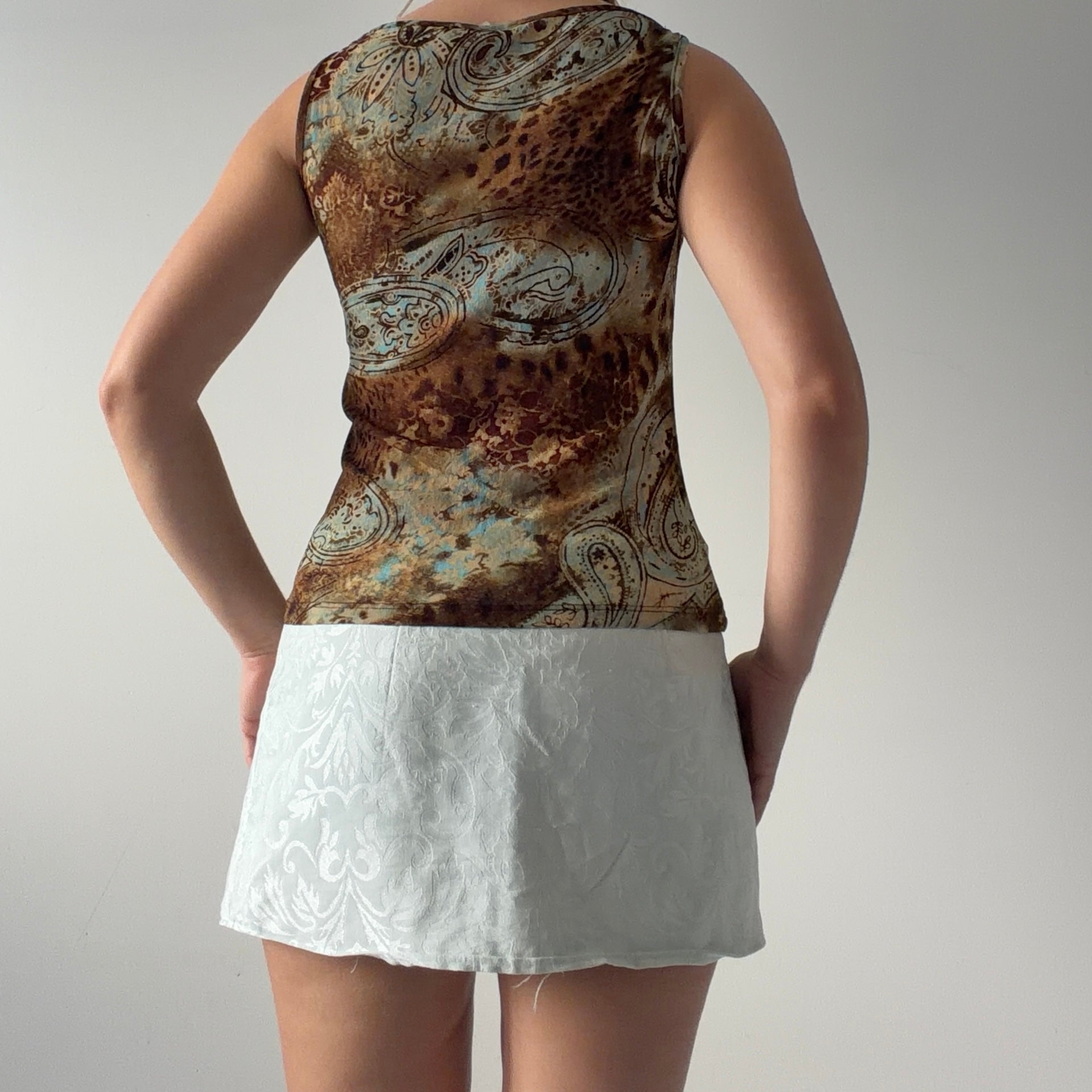 Miry USA Paisley Boat Neck Top | Made in USA | S