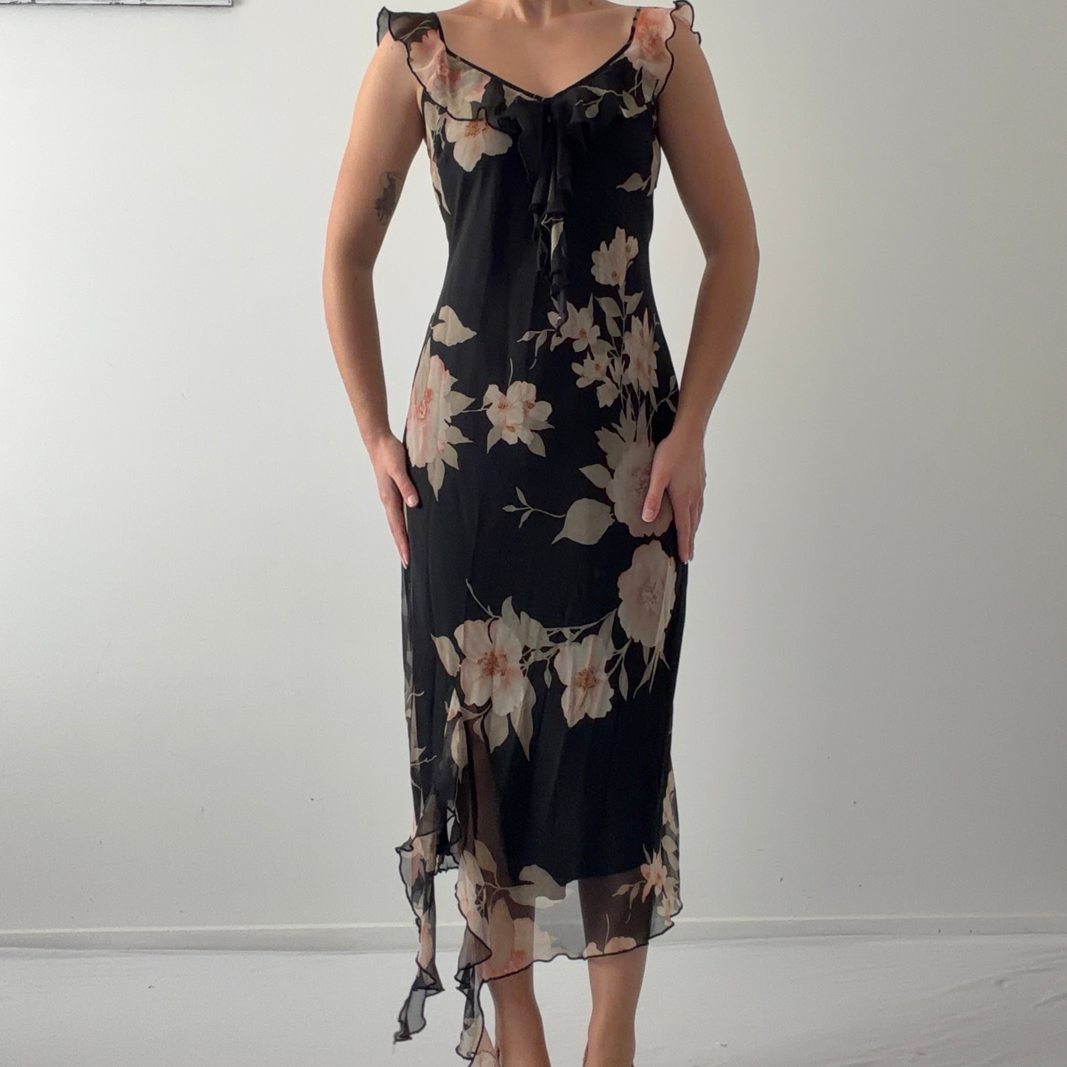 Dressbarn Ruffle Midi Dress | 10-12