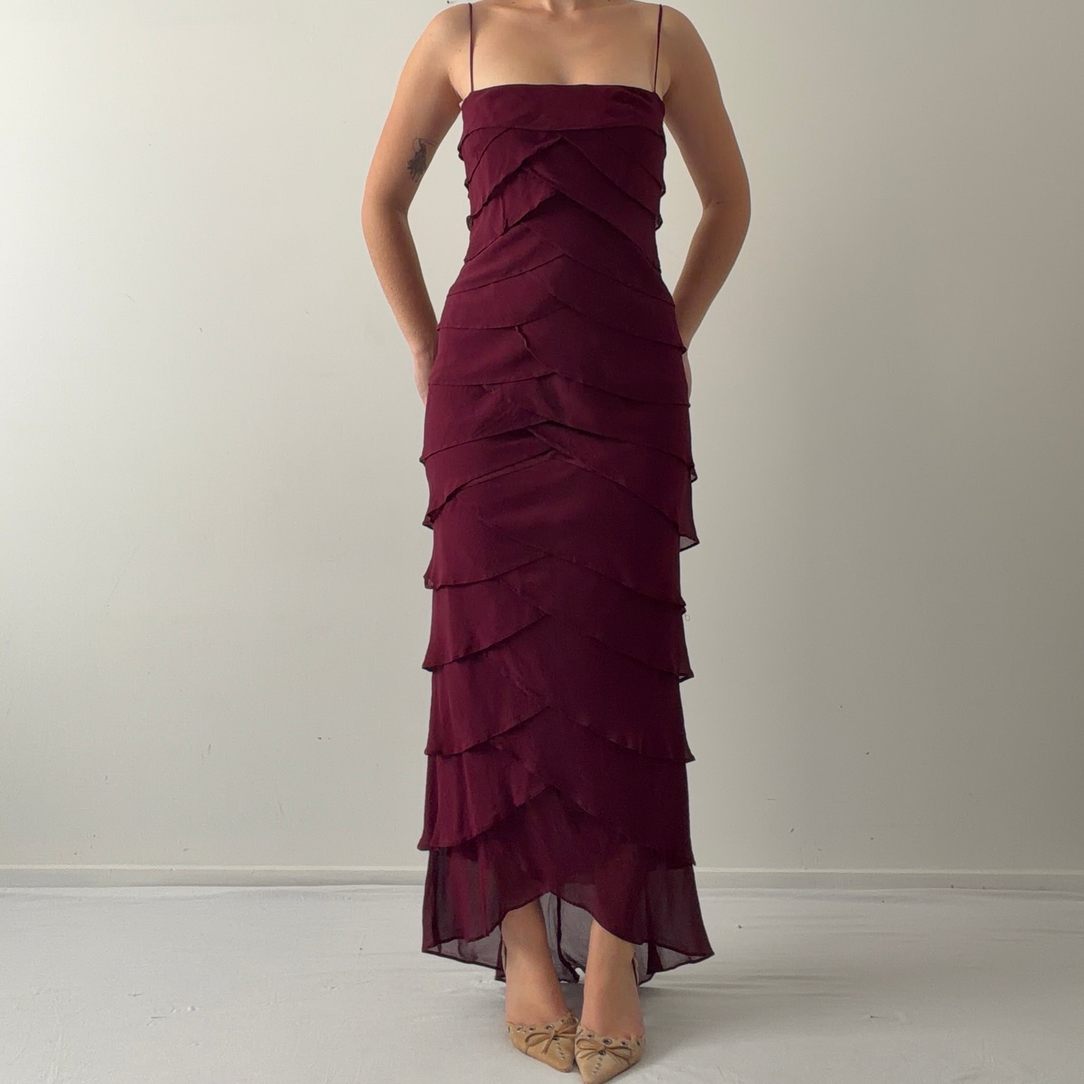 Tadashi Silk Ruffle Dress | S