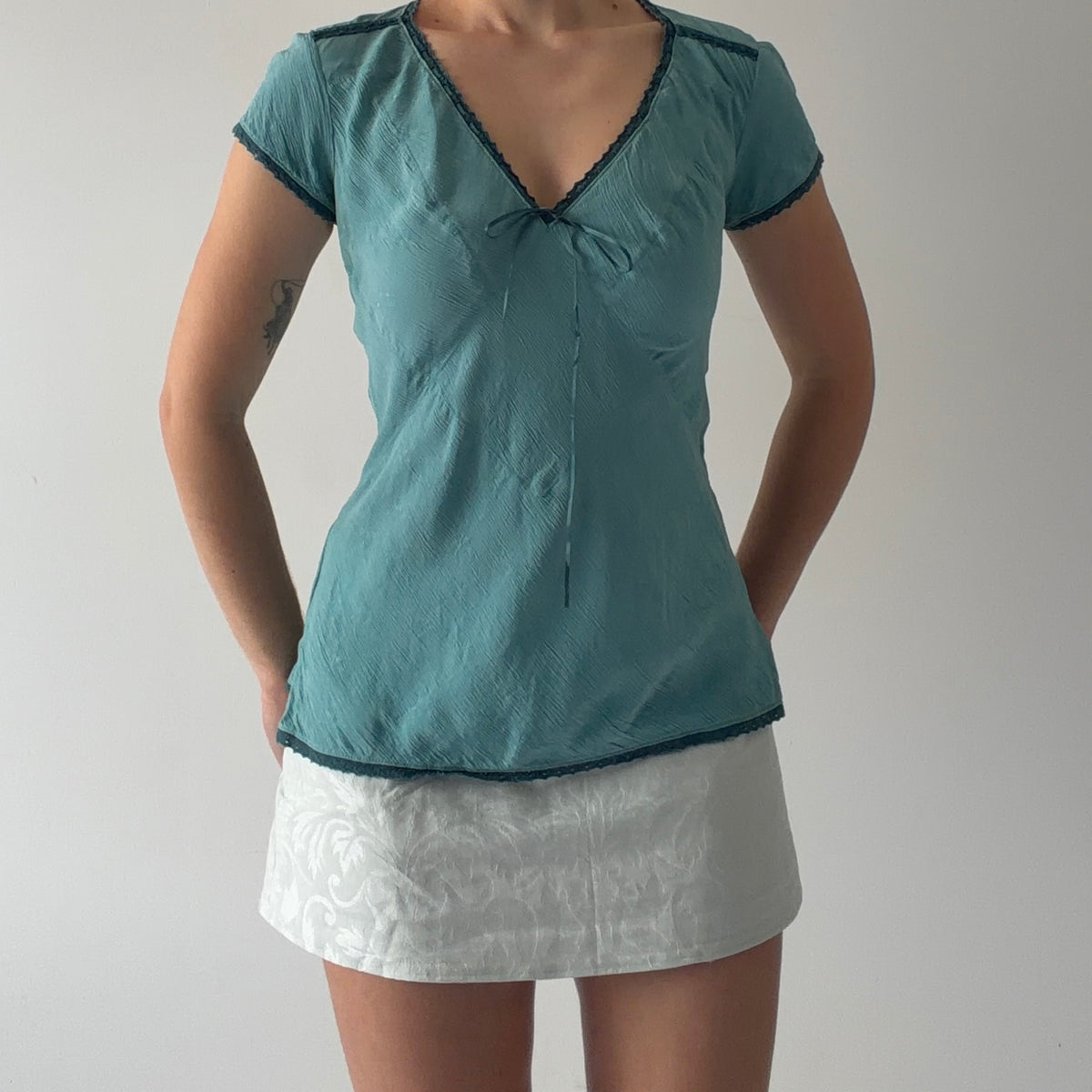 Indigo Palms Silk Top | M