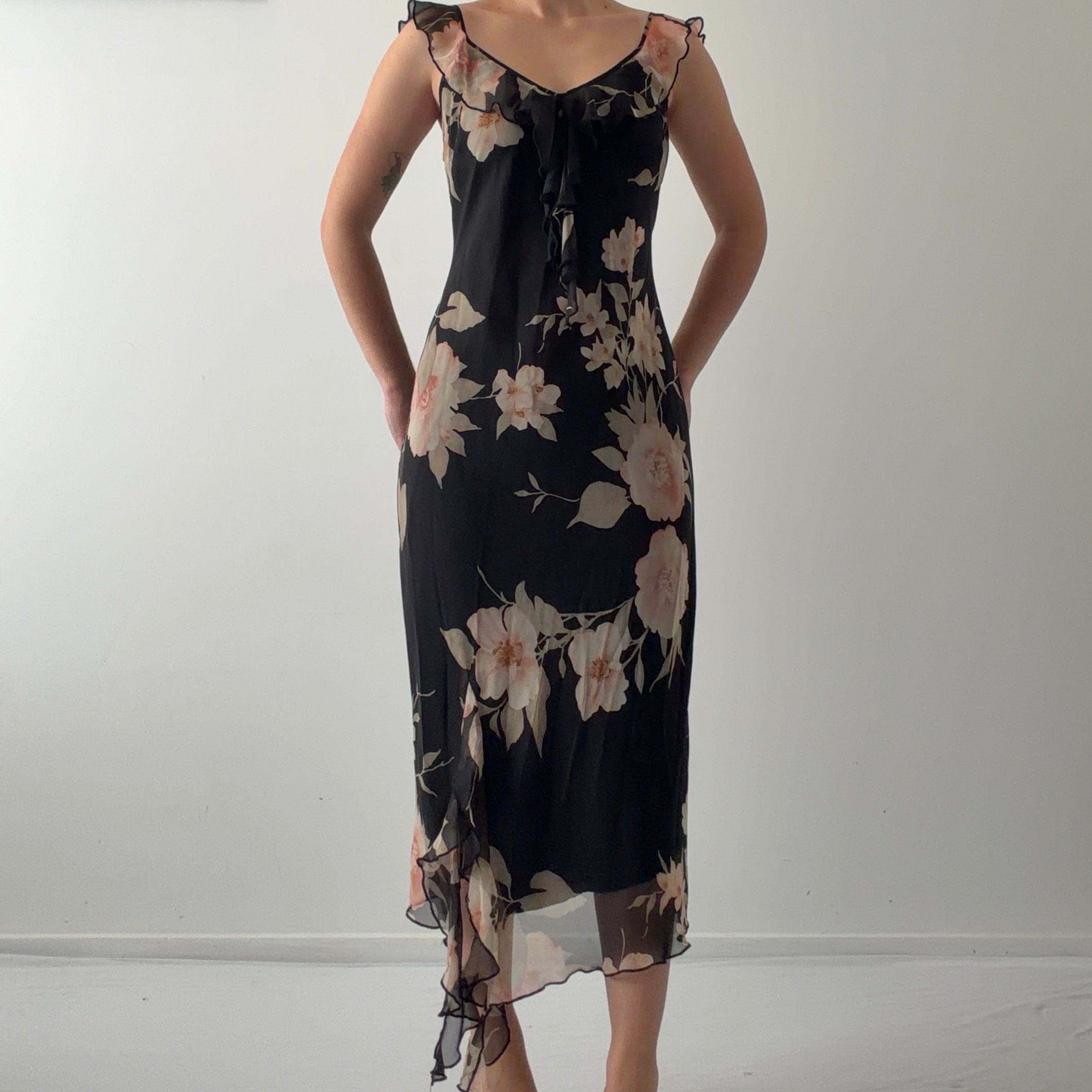 Dressbarn Ruffle Midi Dress | 10-12