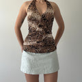 Sequin Hearts Snake Print Halter Top | M