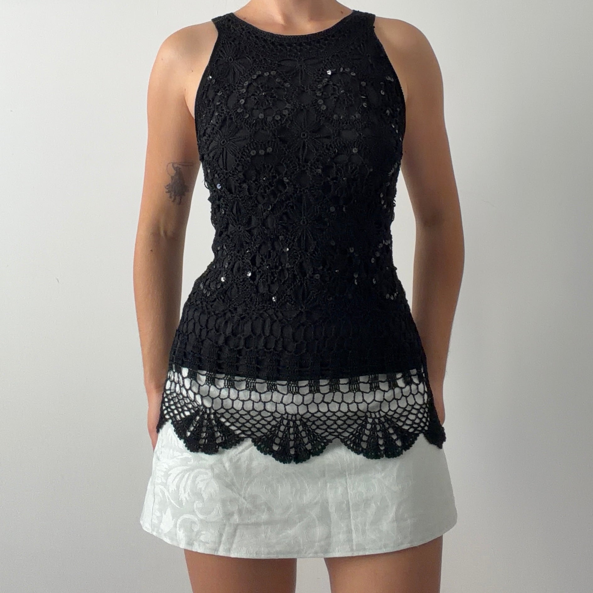 M & Co Crochet Sequin Top | L
