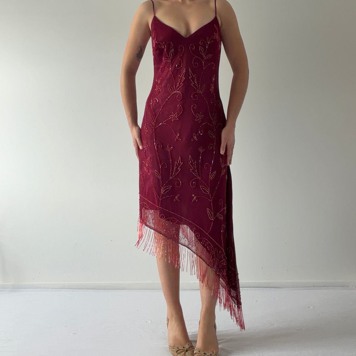 Laura Ryner Beaded Midi Dress | L