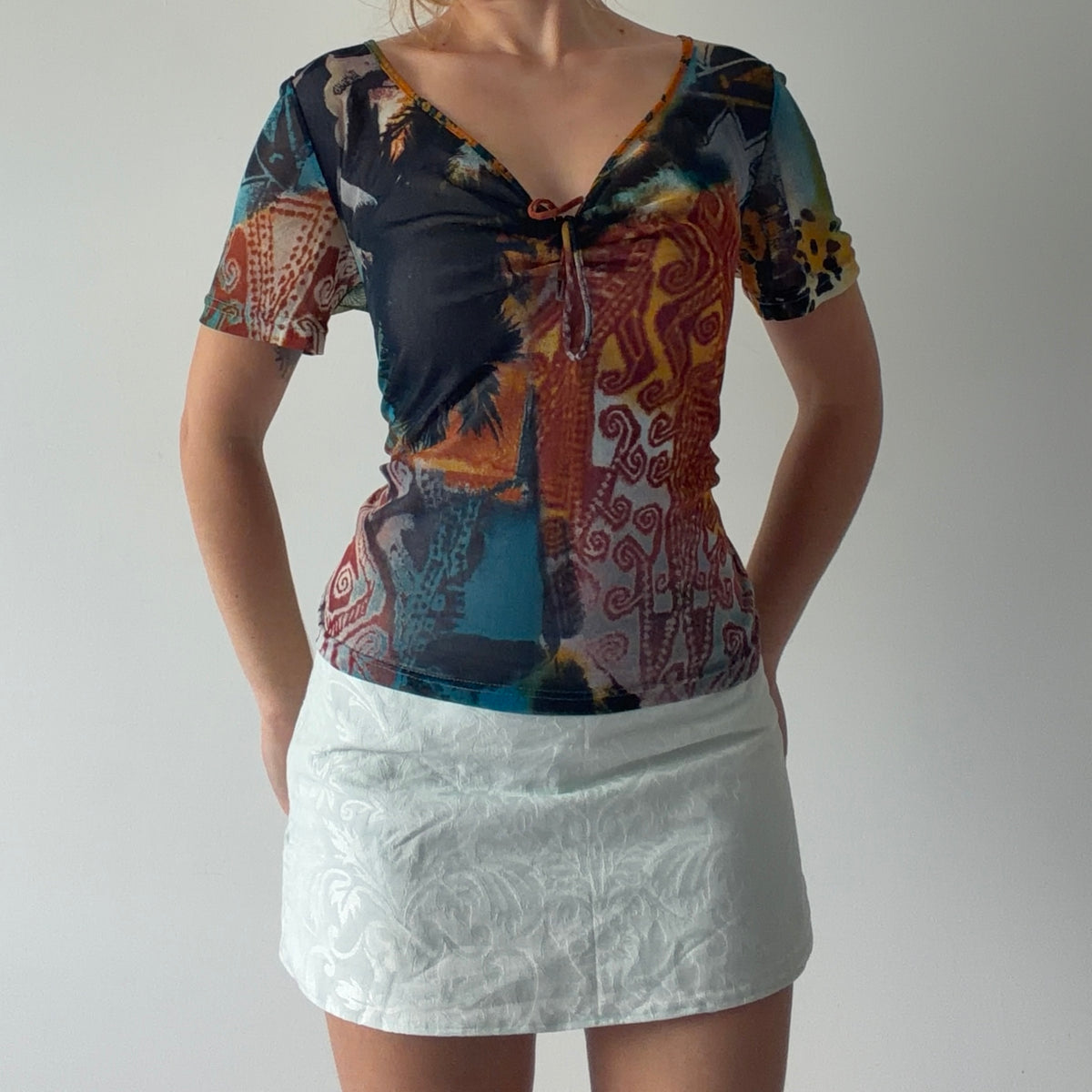 Marie Claire Graphic Mesh Top | L-XL