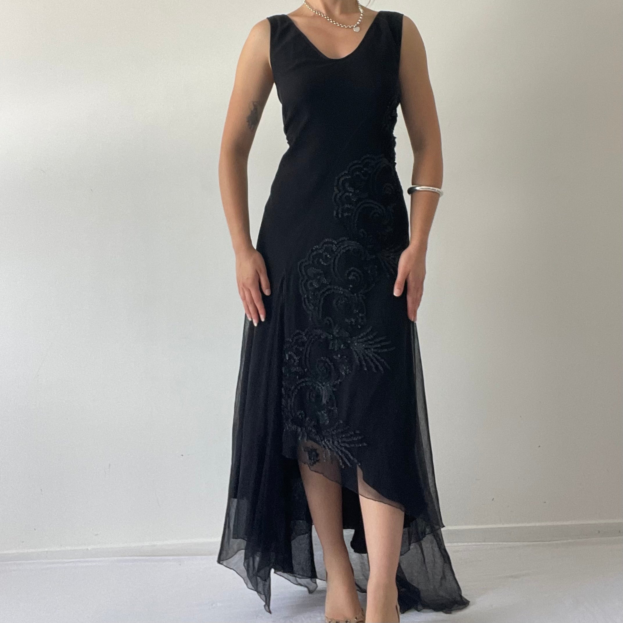 Carlson Silk Beaded Maxi Dress with Fairy Hem | 10-12