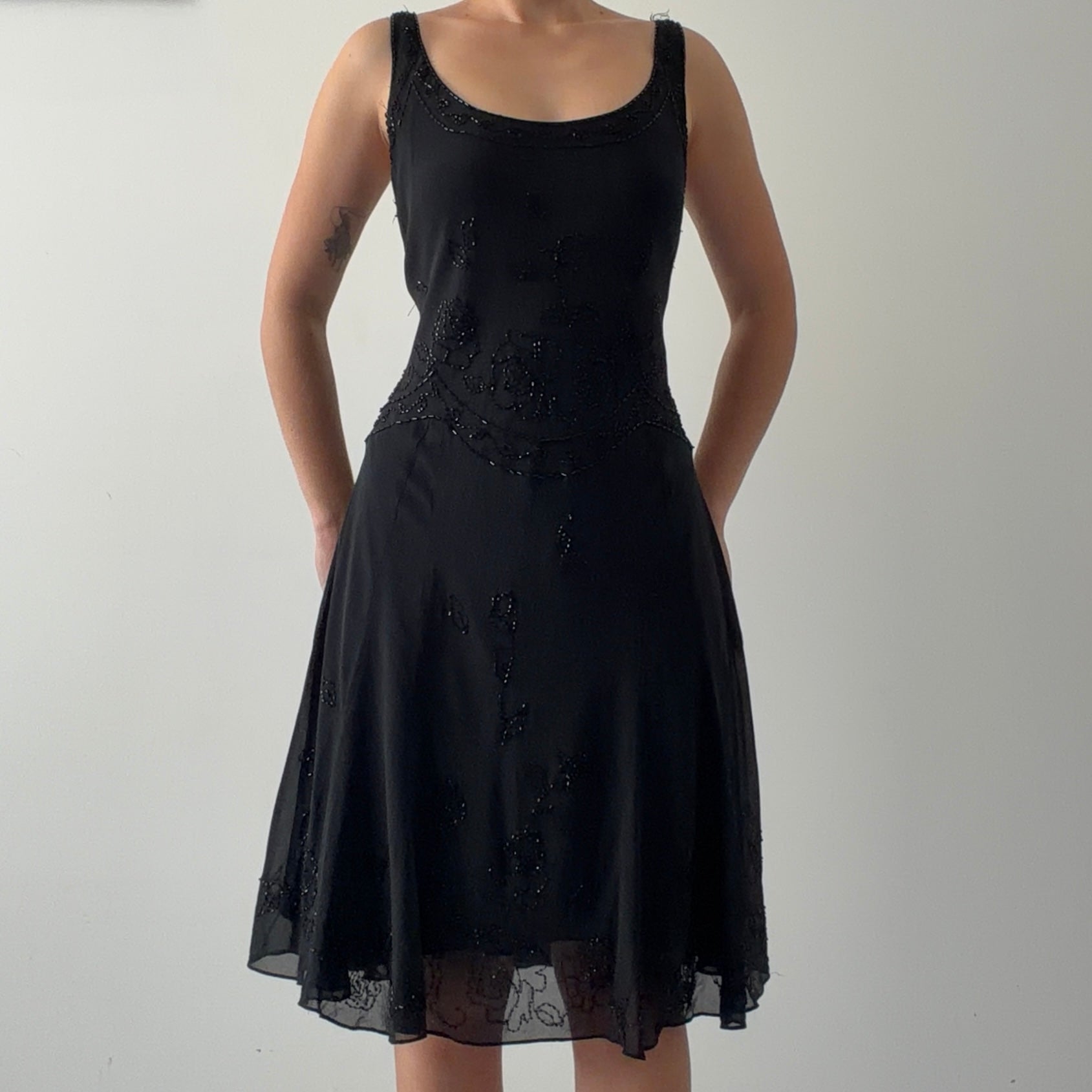 Jones New York Beaded Silk Midi Dress | L