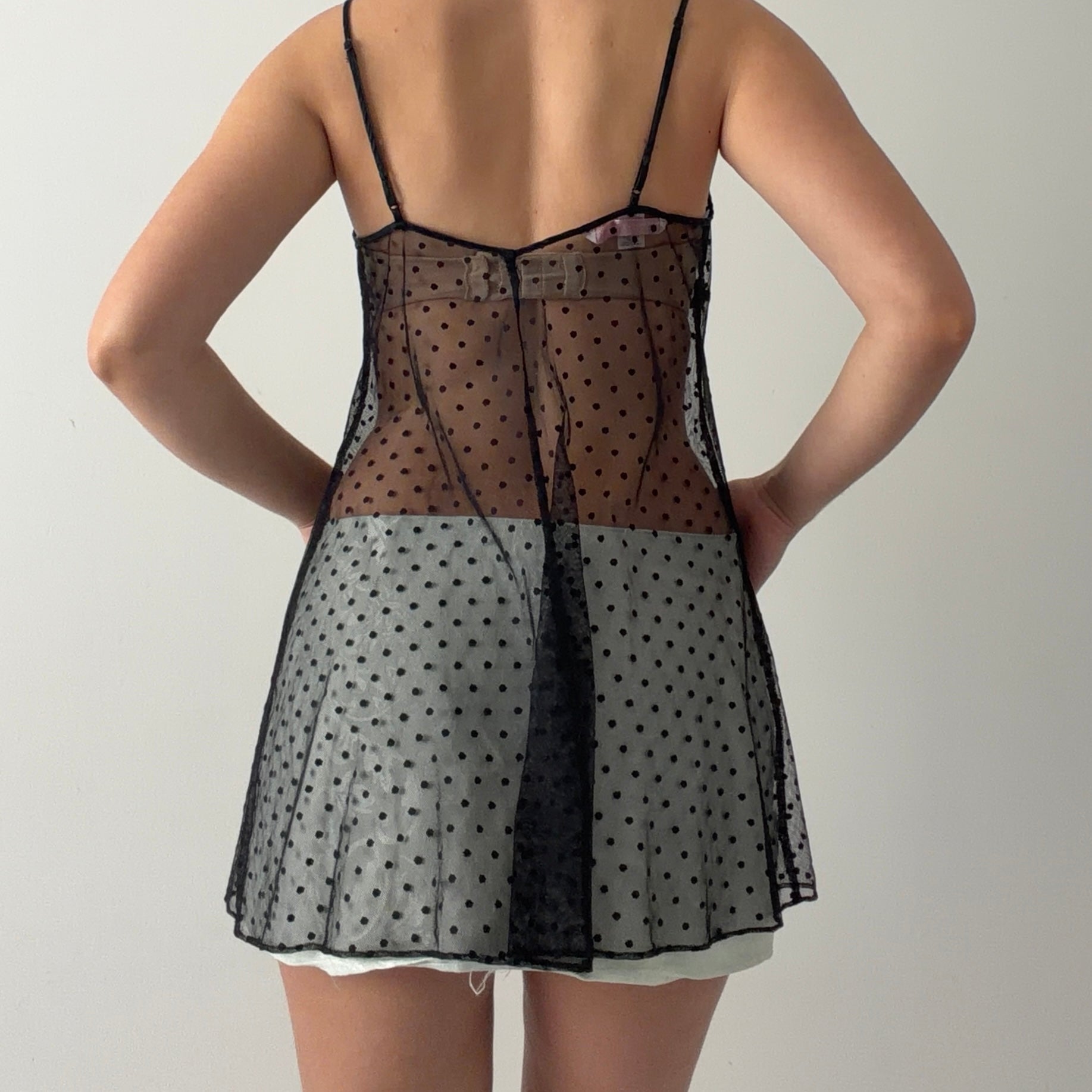 2000s Victoria's Secret Silk Polka Dot Babydoll | M