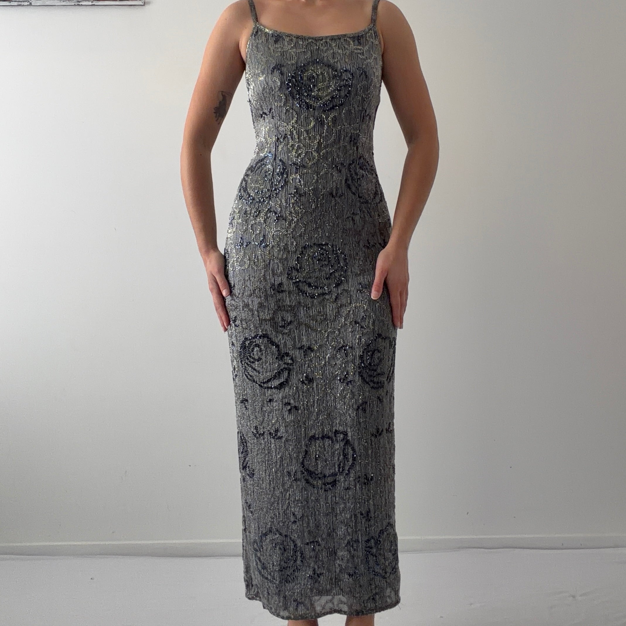Monsoon Silk Beaded Dress | M