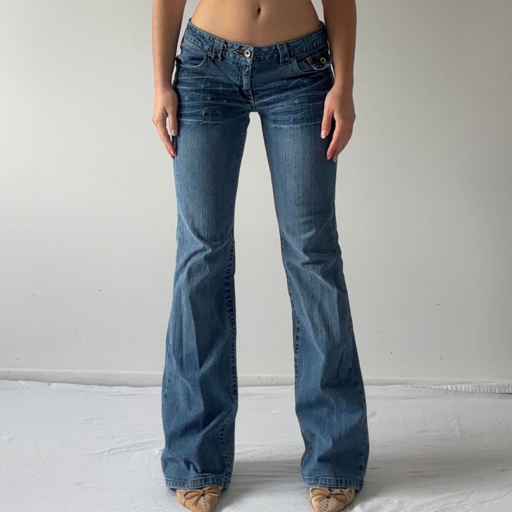 Texas Denim Low Rise Flare Jeans |