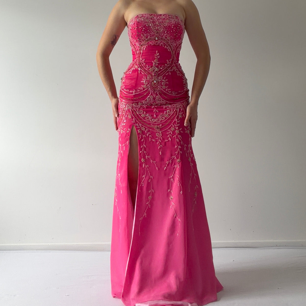 Riva Beaded Strapless Dress | XS