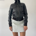 Leather Cropped Utility Jacket | S